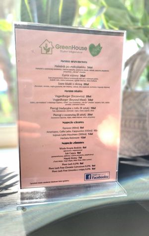 Menu 🌱 at GreenHouse Bistro Wegańskie in Jelenia Gora