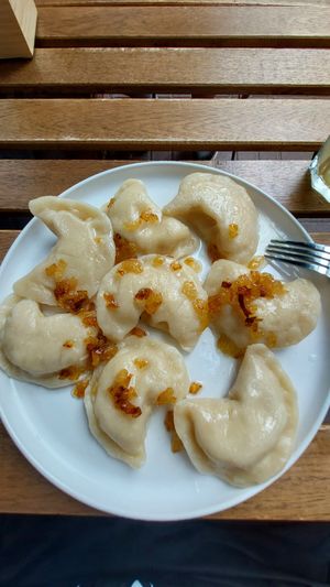 Tofu filled dumplings at GreenHouse Bistro Wegańskie in Jelenia Gora