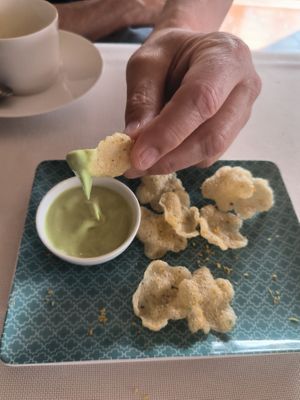 Wasabi Dip mit veganem Krabbenbrot 😋👍war Weltklasse!!! at Wagners Landhaus in Mehren