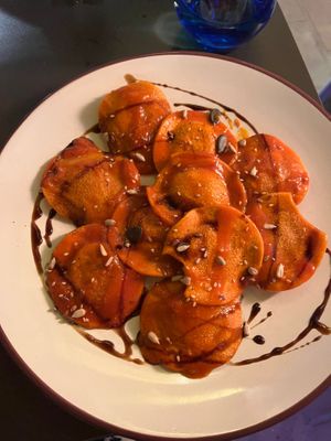 Stuffed pumpkin pasta at Bacchus' Terrace in Benalmadena