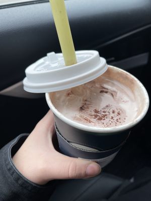 taro mylk with chocolate nut cream (after mixing, my boyfriend couldn’t wait!)  #Veganuary at Nuttea in Vancouver