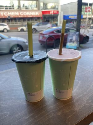 matcha w boba & strawberry smoothie   at Nuttea in Vancouver