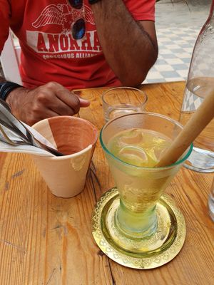 House ice tea - green tea and orange blossom at Redclay Cafe in Taghazout