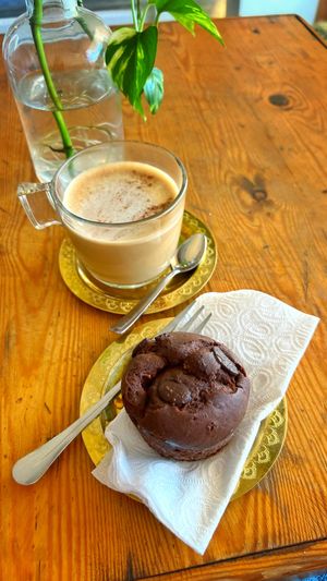 Chocolate fig muffin  at Redclay Cafe in Taghazout