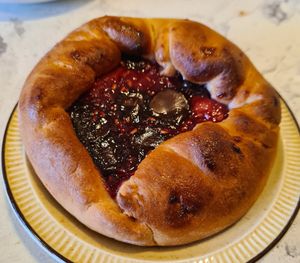 Raspberry brioche at Redclay Cafe in Taghazout