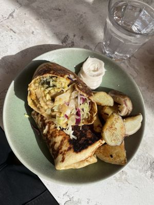 breakfast burrito  at Redclay Cafe in Taghazout