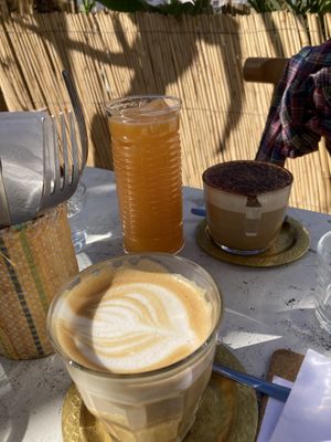 Clementine juice and Cappuccino  #Veganuary at Redclay Cafe in Taghazout
