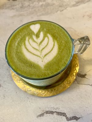 Matcha latte   at Redclay Cafe in Taghazout