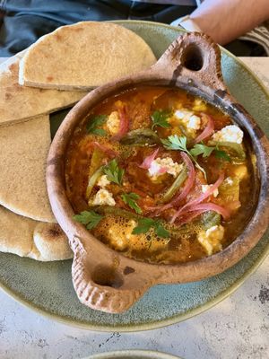 Tofu shakshouka   at Redclay Cafe in Taghazout