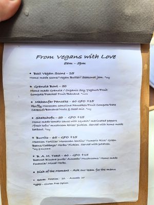Updated menu, we had done the vegan thing and mentally pre-ordered based on previous menu uploads here 🤣 at Redclay Cafe in Taghazout