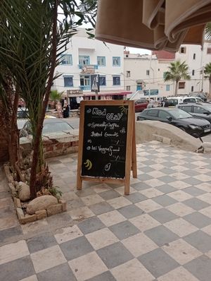 The sign at Redclay Cafe in Taghazout