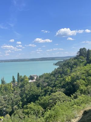 View from the restaurant   at Apátsági Rege Cukrászda in Tihany