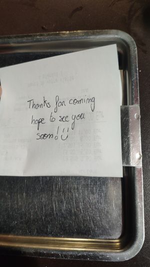 Receipt with note at Boniato - Restaurant in La Rochelle