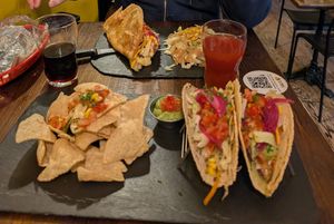 Vegan tacos and vegetarian quesadilla. at Boniato - Restaurant in La Rochelle