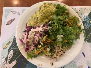 Saladas e guacamole  at Bardana Cozinha Natural - Av Ayrton in Rio De Janeiro