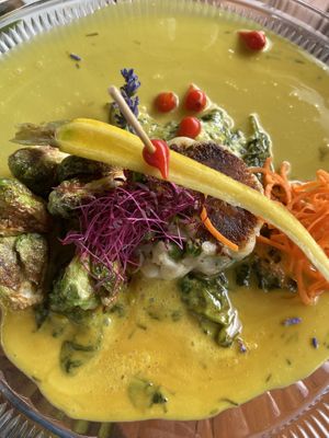 Potato Pancake - served on a cake pedestal. Amazing!   at The Yellow Carrot Bistro in Durango