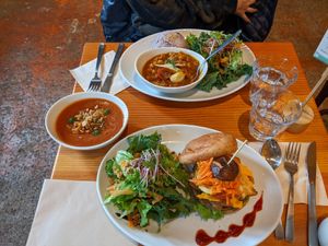 Burger set and Curry set with a soup side. at Alishan Park アリサンパーク in Tokyo