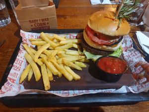 Vegan burger at Hickory's Smokehouse in Wilmslow
