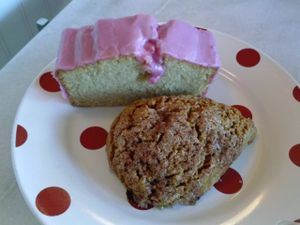 iced lemon cake and pumpkin scone at Erin McKenna's Bakery in Los Angeles
