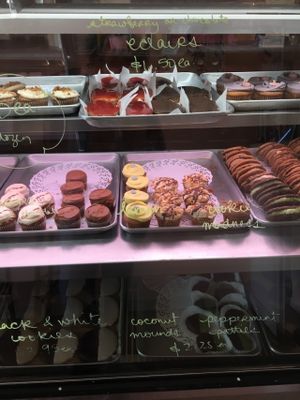 dessert case at Erin McKenna's Bakery in Los Angeles