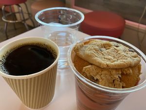 a cupcake but its a cup cake  at Erin McKenna's Bakery in Los Angeles