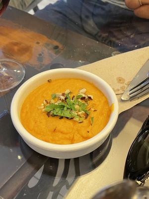Carrot purée alongside the quinoa salad  at Le Jardin in Biarritz