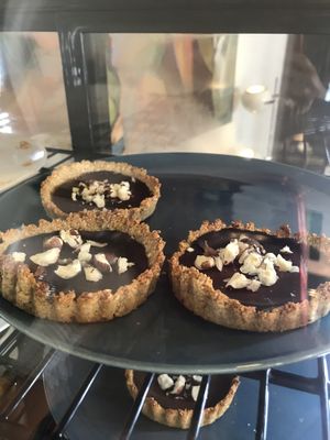 Tarta letras con crema de chocolate  at Le Jardin in Biarritz