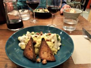 Smoked tofu, polenta, cauliflower, hazelnuts at Le Jardin in Biarritz