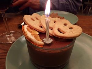 chocolate cream with shortbread cakes with orange blossom at Le Jardin in Biarritz