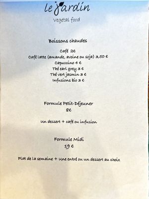 Menu  at Le Jardin in Biarritz