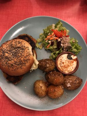 This is the vegan veggie burger  at Le Jardin in Biarritz