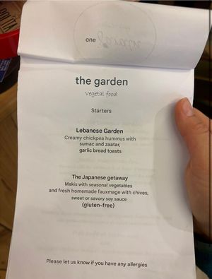 April 2025 menu, we got the Lebanese Garden and it was delicious  at Le Jardin in Biarritz