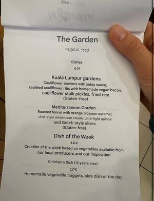 April 2025 menu, we got Mediterranean Garden and the weekly special.  at Le Jardin in Biarritz