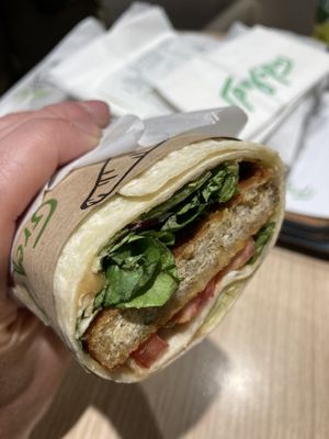 Vegan wrap with hummus and falafel  at ATH - Gregory's - Departures in Athens