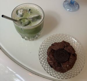 Iced matcha & Oreo brownie   at Vandal Cafe in Poznan