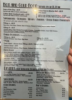 Main Menu & drinks for info - no vegan mains!!   at The Park Café - Hazlehead Park in Aberdeen