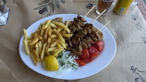 Vegan souflaki plate at Village Taste in Rhodes