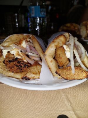 Vegan souvlaki with vegan mayo at Village Taste in Rhodes
