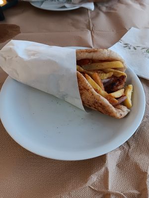 Souvlaki wrap at Village Taste in Rhodes