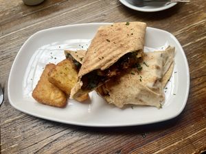 Vegan breakfast wrap  at The Butterfly Cabinet in Newcastle Upon Tyne