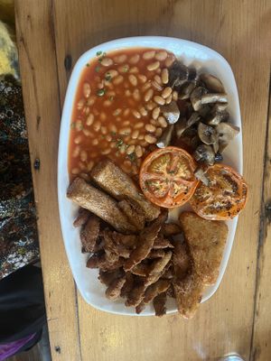 Vegan English with added sausages.  at The Butterfly Cabinet in Newcastle Upon Tyne