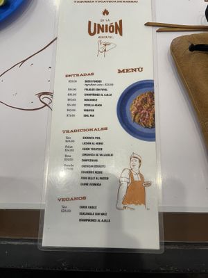 Food menu  at Taqueria De La Union in Merida
