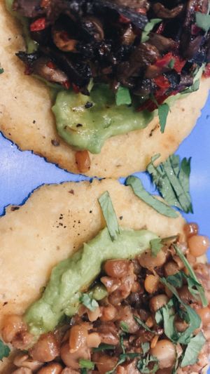 Mushroom taco and corn taco   at Taqueria De La Union in Merida