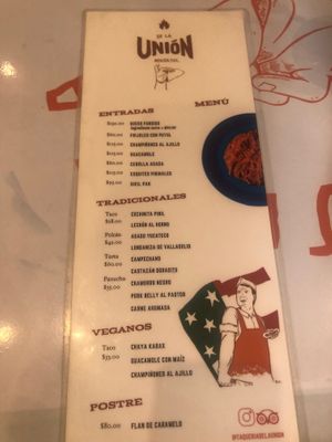 Menu at Taqueria De La Union in Merida