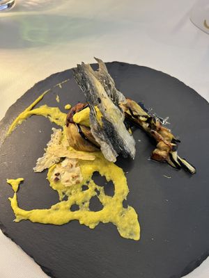 Something like Caponata wrapped in vegetables with vegan galette  at Anima & Cuore in Galatina