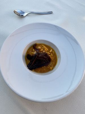 Greetings from the kitchen (creamy soup and sundried tomatoes)  at Anima & Cuore in Galatina