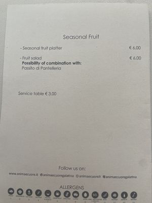 Vegan menu   at Anima & Cuore in Galatina