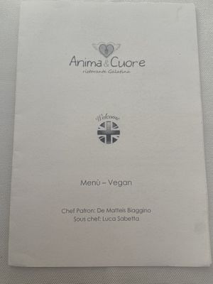 Vegan menu   at Anima & Cuore in Galatina