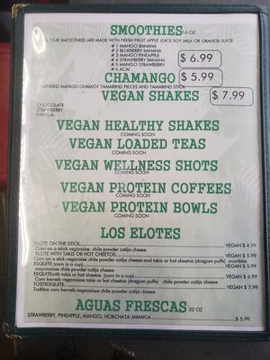 Menu 5 at El Jardin The Vegan Paradise in San Diego