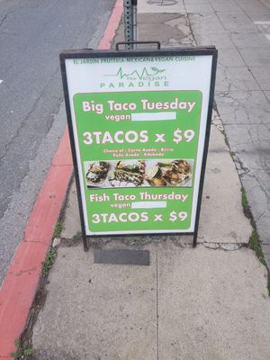 Specials at El Jardin The Vegan Paradise in San Diego